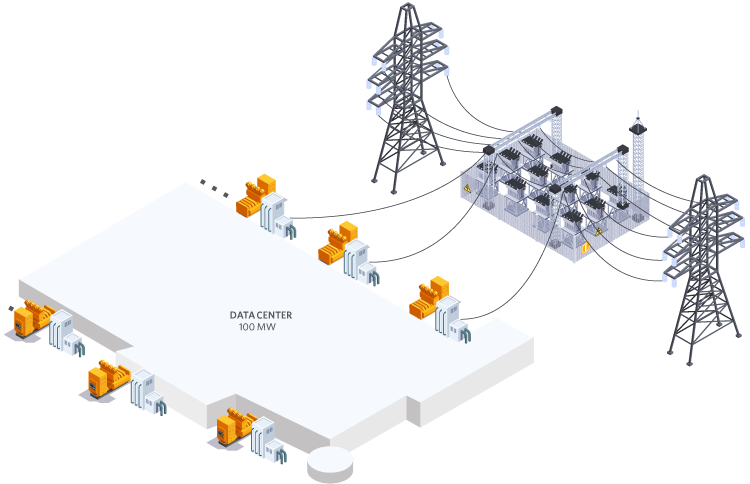 illustration of data center power structure