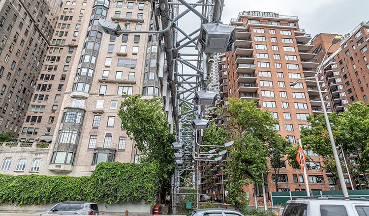 gantry with vehicle sensors over NYC road