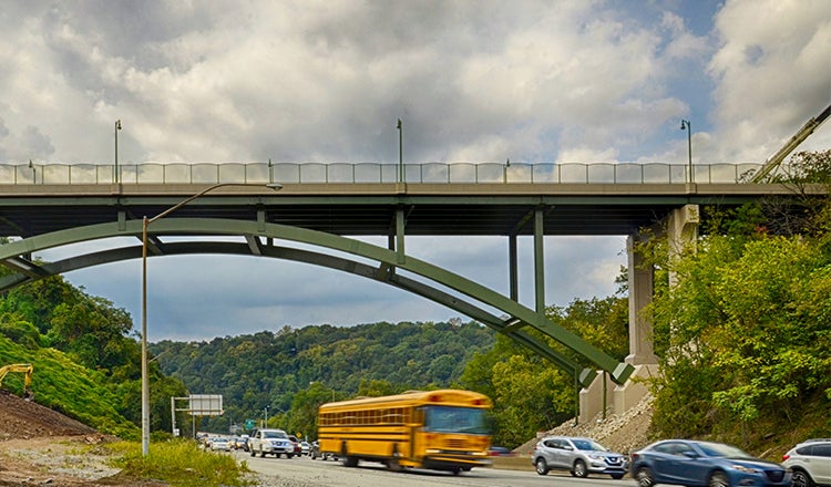 Traffic under Greenfield Bridge