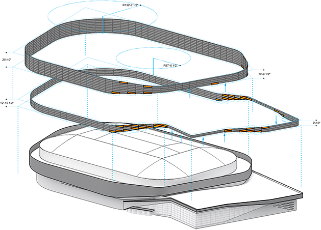 Baxter Arena UNO facade diagram