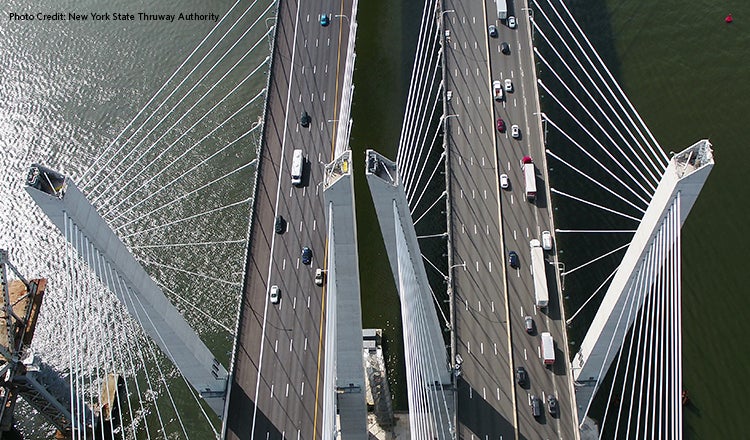 Aerial of Gov. Mario M Cuomo bridge