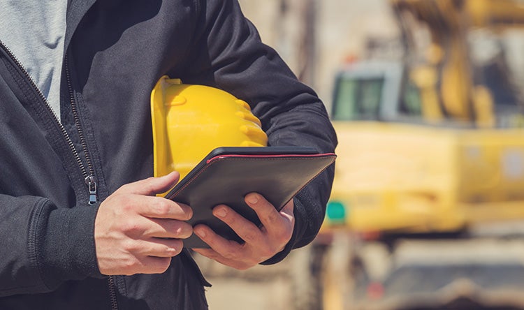 construction site tablet helmet