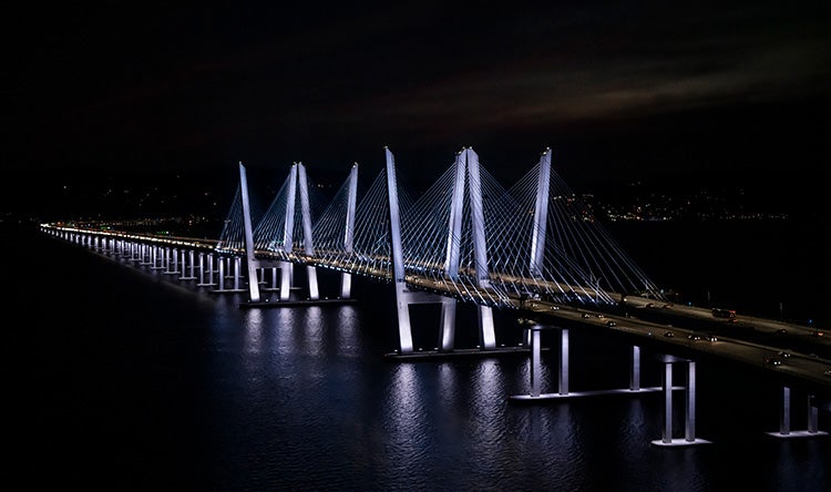 Cuomo bridge lights night