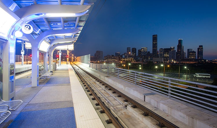 houston rail cityscape