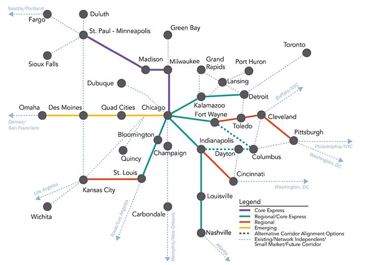 Recommended Midwest Regional Rail Network