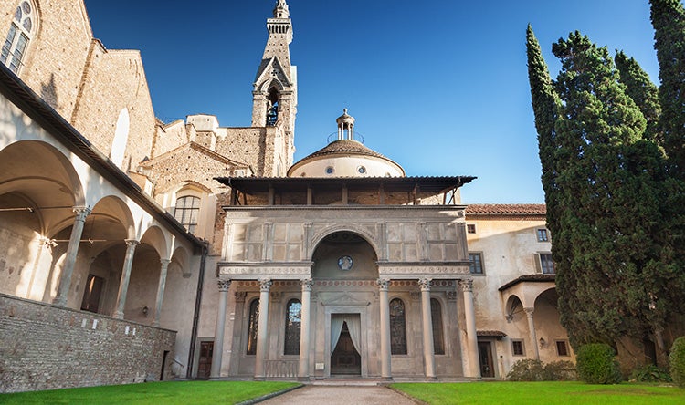 The Pazzi Chapel at the Basilica di Santa Croce in Florence, Italy.