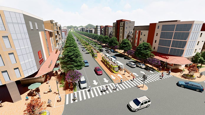 Grand Boulevard planning concept with active streetscape