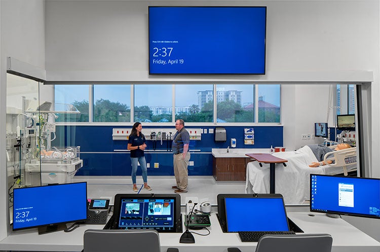 control room in Johns Hopkins All Childrens simulation center