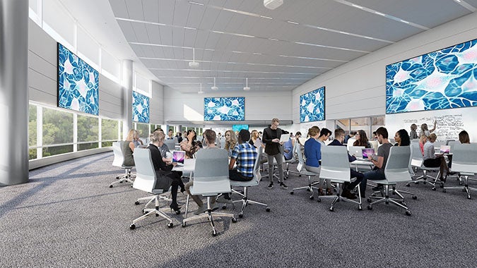 Team-based learning classroom provide more space for active learning.