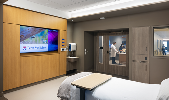 pavilion at the hospital of the university of pennsylvania patient room smart screen and smart glass