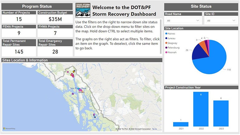 alaska storm recovery dashboard