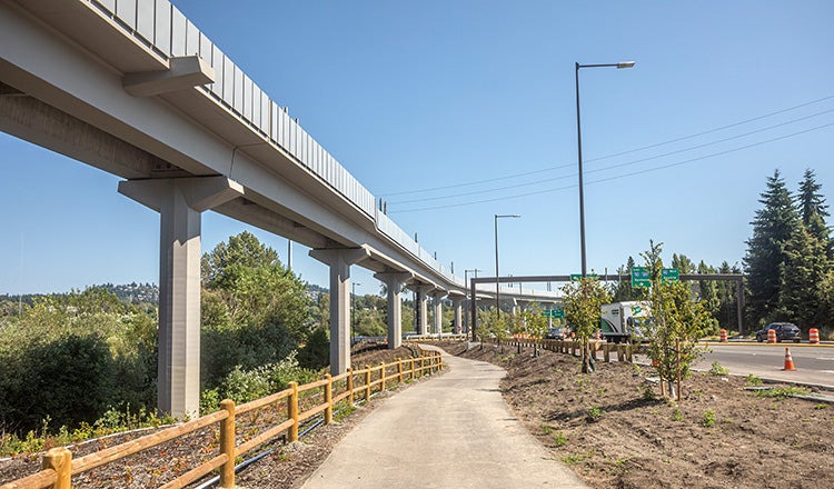 Elevated rail along East Link extension project