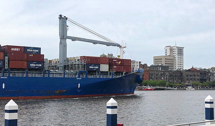 Container ship at Georgia port