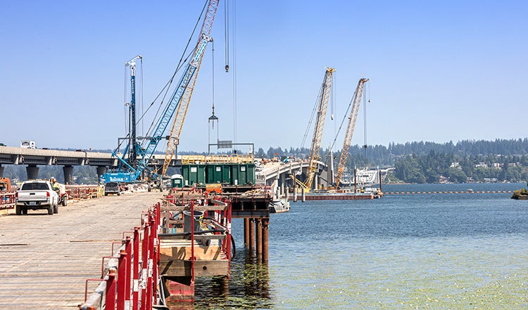 sr 520 construction view from pier