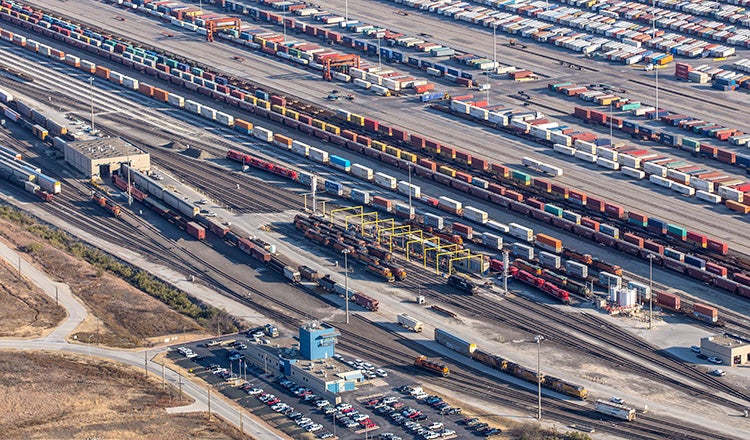 intermodal yard aerial photo