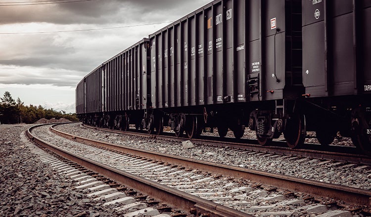 rail car on curving track