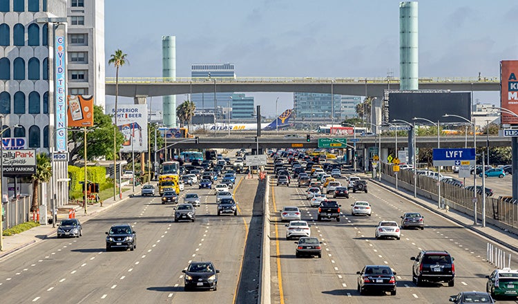 LAX automated people mover guideway over highway