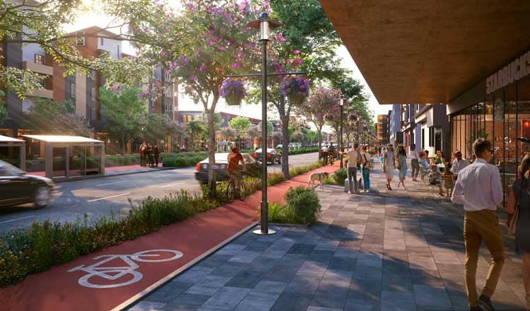 rendering of grand boulevards streetscape