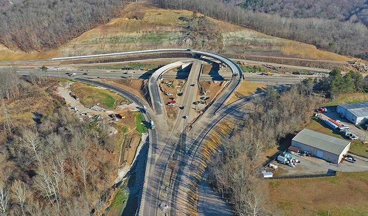 Aerial image of the I-64 - St. Albans interchange