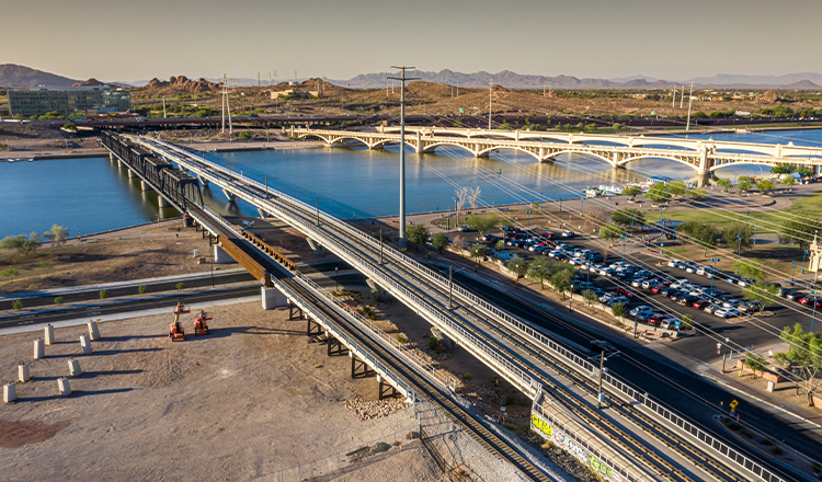 tempe rail bridge looking out over water