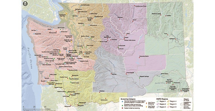 Vicinity map of all Washington Department of Fish and Wildlife facilities