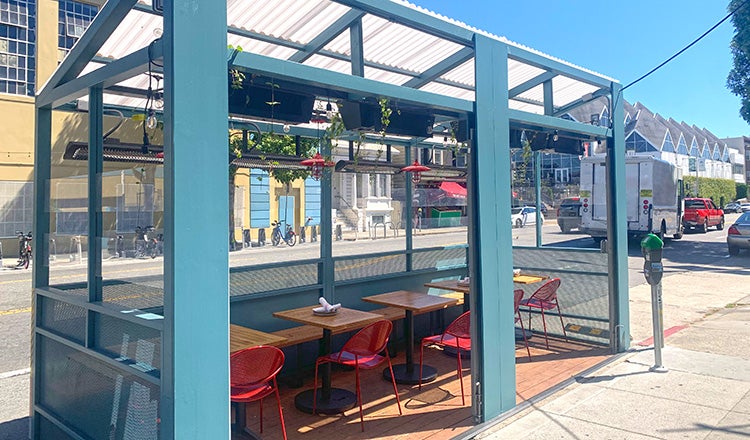 outdoor dining structure on street