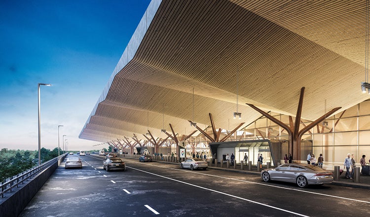 rendering of curb at airport terminal