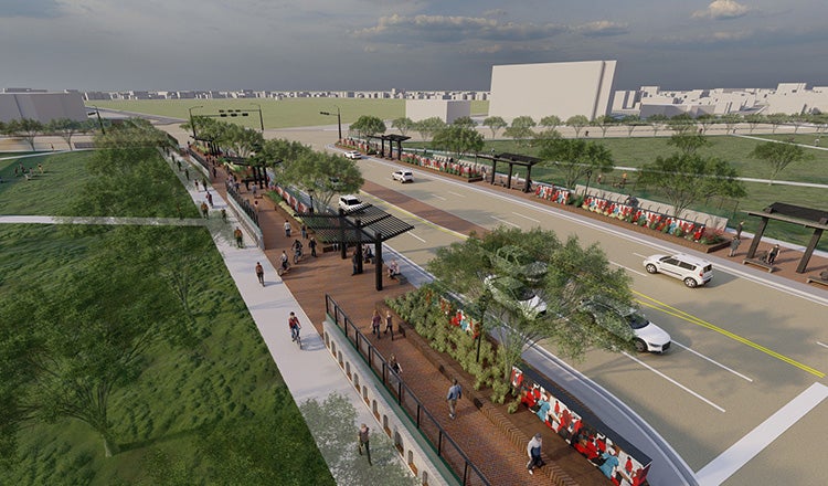 rendering of proposed caps at MLK boulevard in Austin