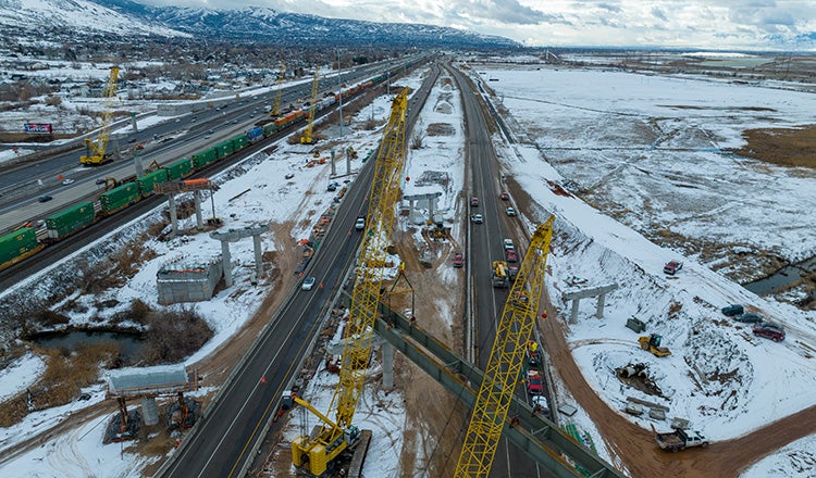 west davis corridor aerial in winter