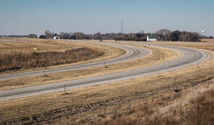 Divided highway in Nebraska