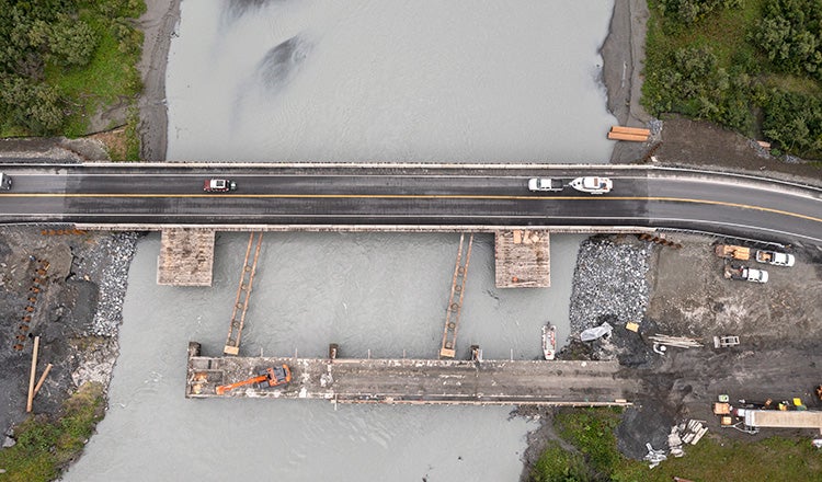 bridge under construction on seward highway