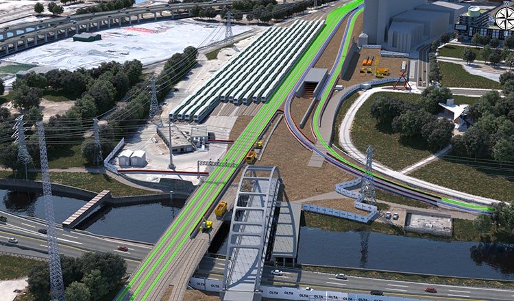 rendering of construction staging on Ontario Line