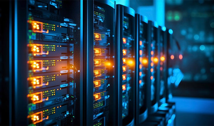 Close up of data server cabling.