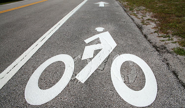 road with bicycle pavement marking