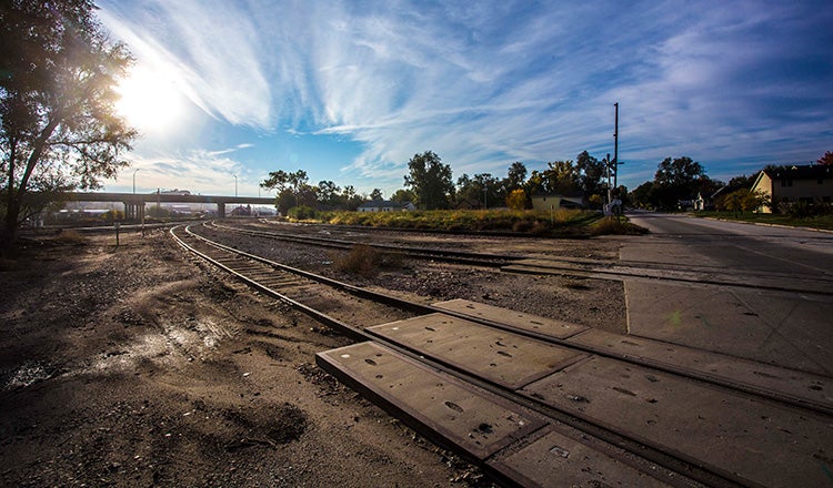 railroad tracks extending to horizon