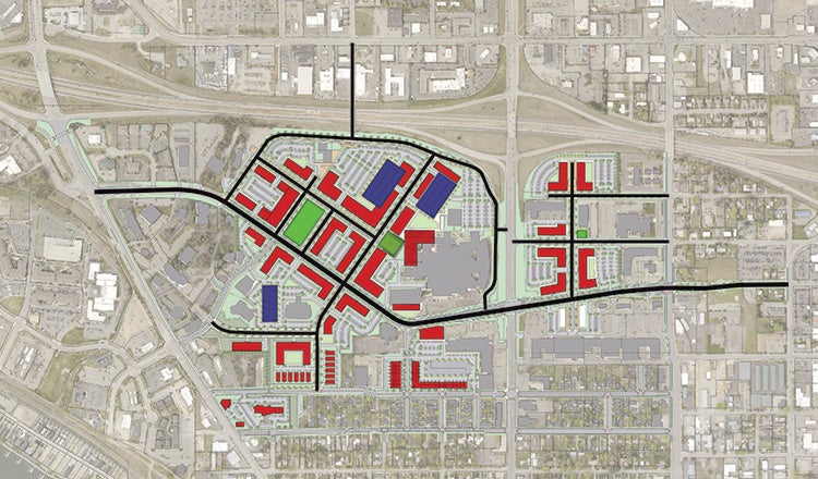 overhead map view of health oriented development planning diagram in Idaho