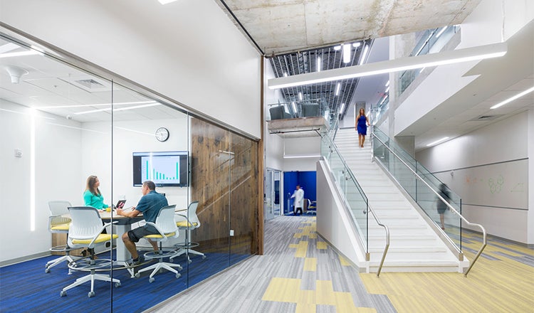 Research space and stairwell at Johns Hopkins All Childrens Hospital