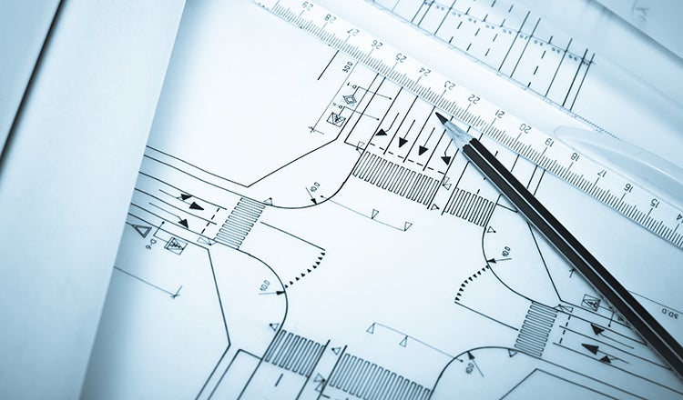 roadway design plan on paper