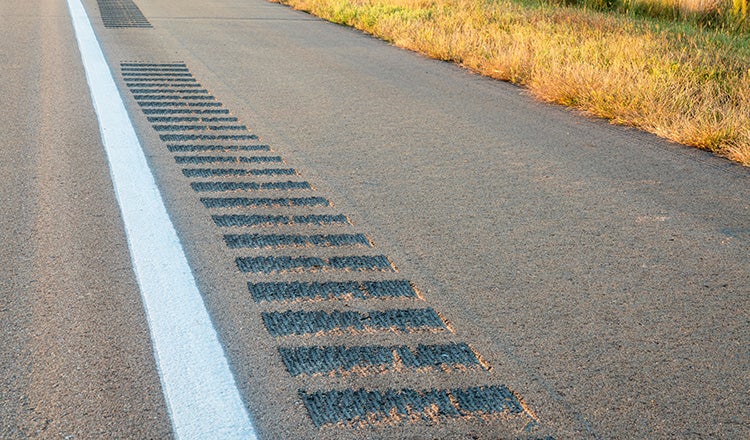 rumble strip on rural road
