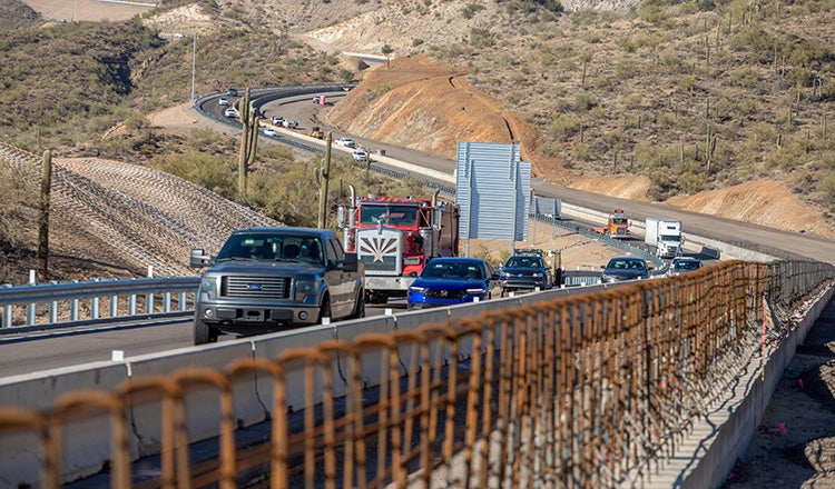 Traffic moving on I-17 during construction
