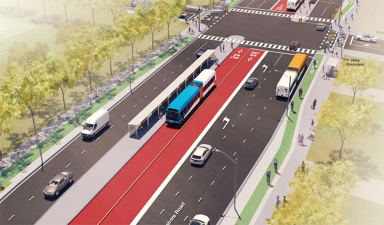 BRT lanes on Lakeshore Road
