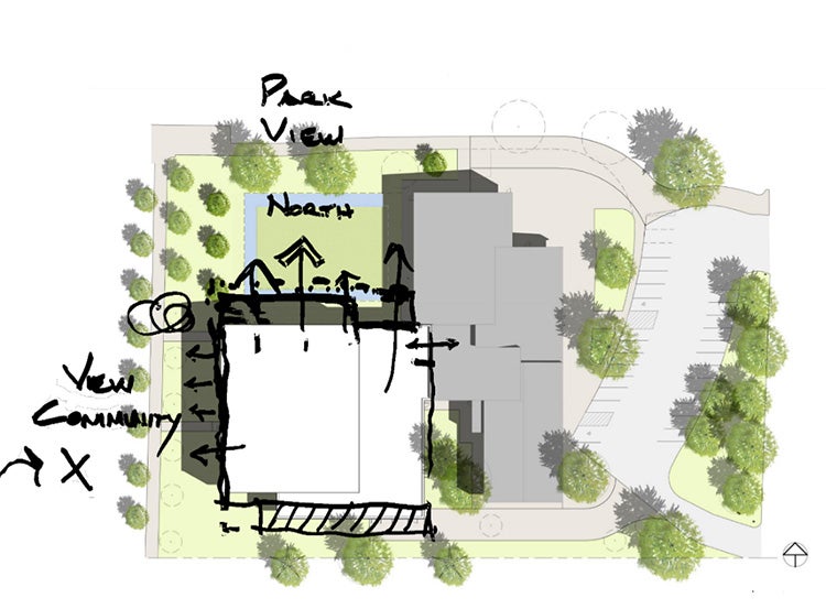 site plan sketch of swansea recreation center