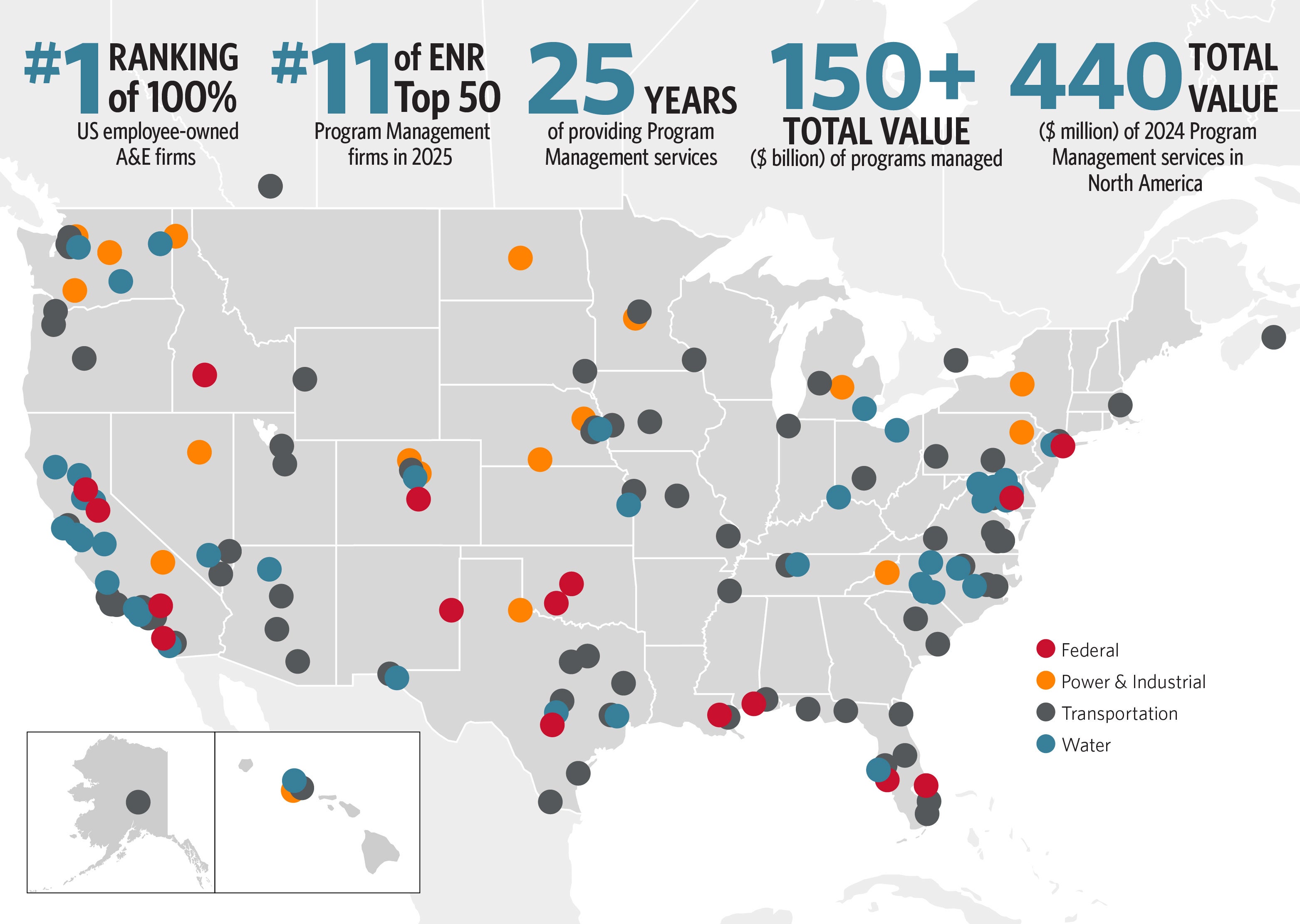HDR Program Management U.S. map and rankings.