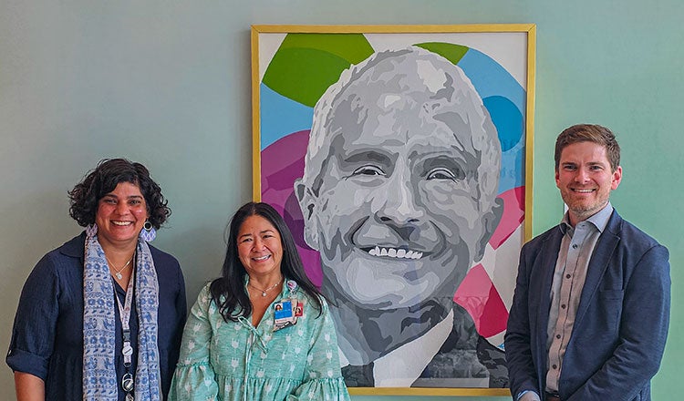 Avani Modi and Suzanne Sampang meet with Brian Giebink