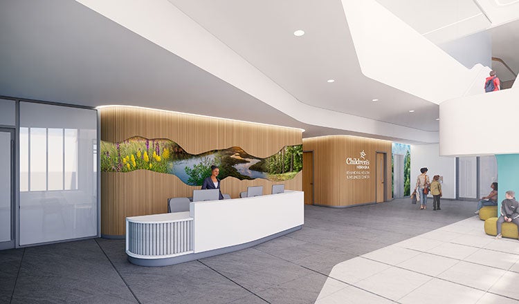 Behavioral Health & Wellness Center at Children’s Hospital & Medical Center Omaha Lobby Rendering