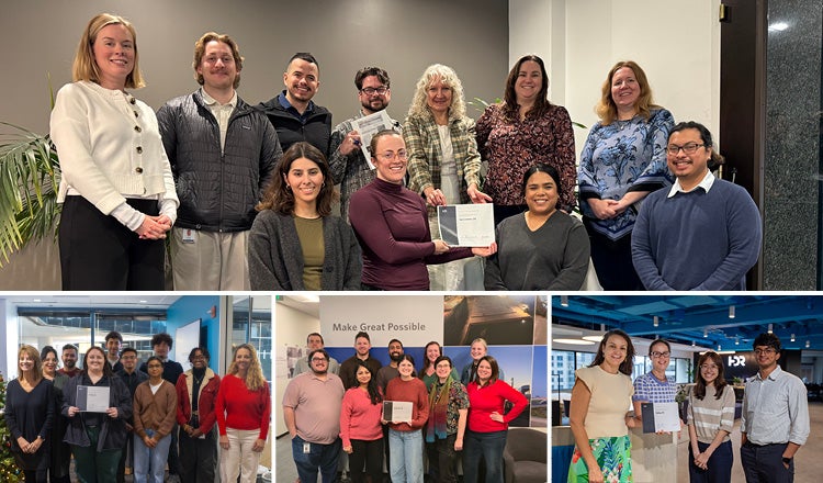 A collage of the 2025 award winners holding their certificates.