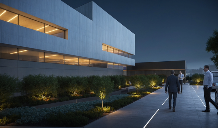 Exterior of building at Los Angeles public health lab, California USA.