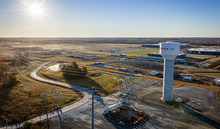An overhead view of a manufacturing facility