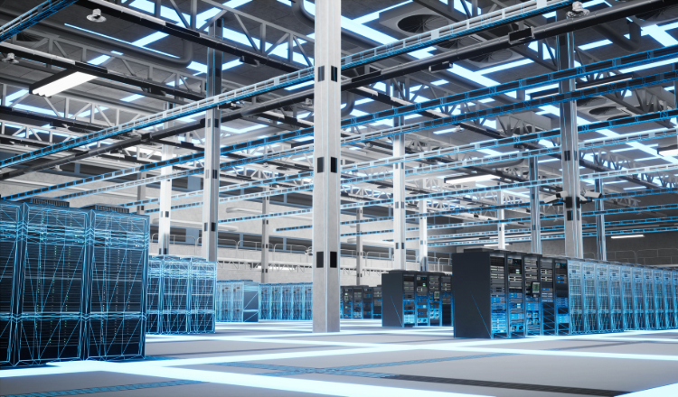 Interior shot of a data center.