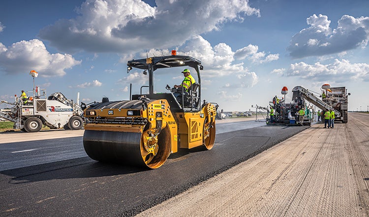 roller on airport runway